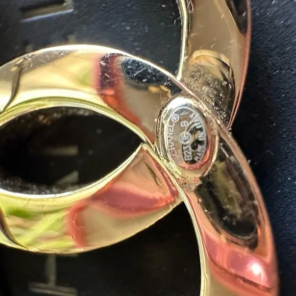 Chanel Silver Crystal Logo Brooch